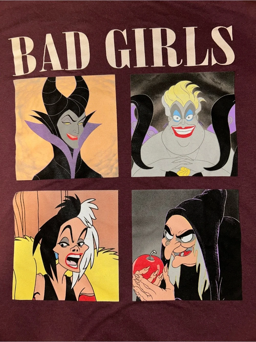 Disney Villains Bad Girls Graphic Tee 2XL Maroon - Picture 3 of 5